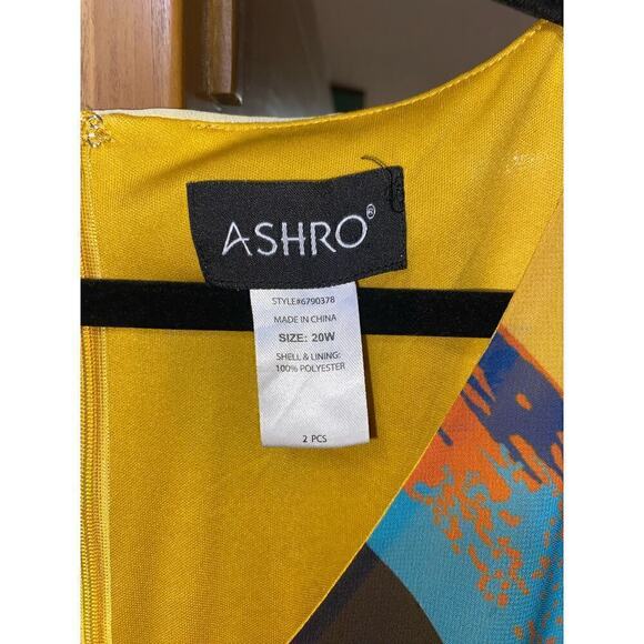 Ashro Sleeveless Dress with geometric color block design.  Size 20W - Picture 5 of 5